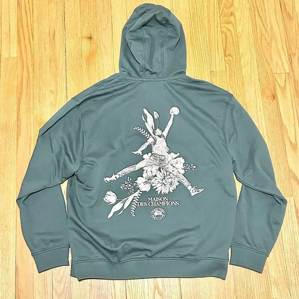 Jordan Dri-FIT Sport Men’s Size 2XL Oxidized Green Paris White Pullover Hoodie